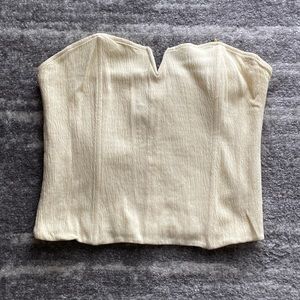 Anthropologie Porridge Clothing Pale Yellow Corset Shirt Size L NWT